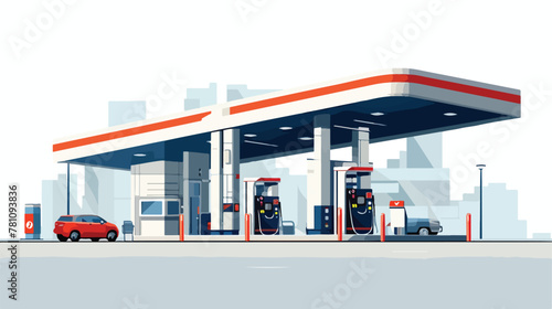 Gas Station digital design vector illustration 2d f
