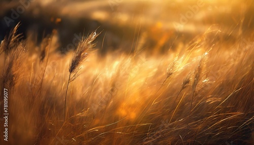 beautiful field landscape abstract natural backgrounds with dry grass in the meadow warm golden hour golden morning