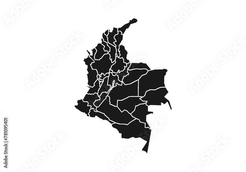 Mapa negro de Colombia en fondo blanco. photo