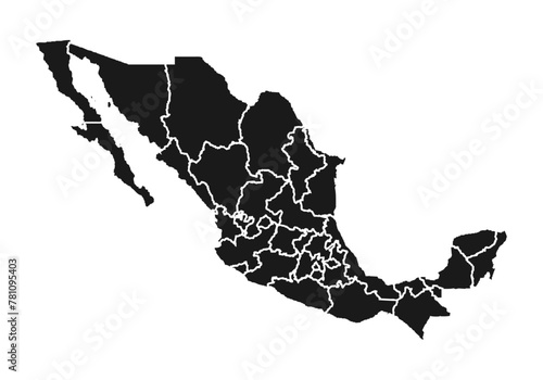 Mapa negro de Méjico en fondo blanco. photo