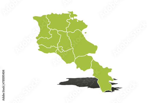 Mapa verde de Armenia en fondo blanco.