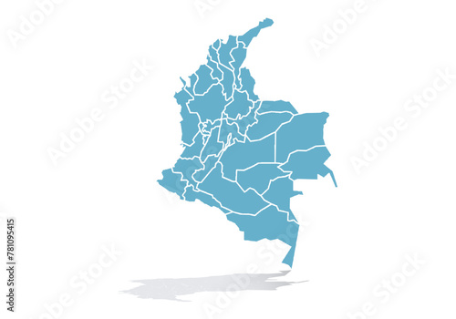 Mapa azul de Colombia en fondo blanco. photo