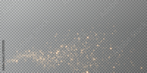 Christmas background. Powder dust light PNG. Magic shining gold dust. Fine, shiny dust bokeh particles fall off slightly. Fantastic shimmer effect. Vector illustrator.	
