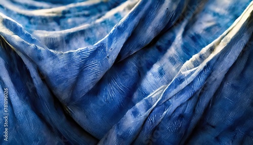 pattern of indigo batik dye on cotton cloth dye indigo fabric background photo