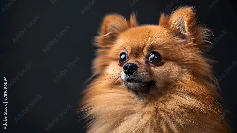 Bright Eyed and Fluffy Pomeranian Showcasing Lively Breed Personality in Close Up Portrait