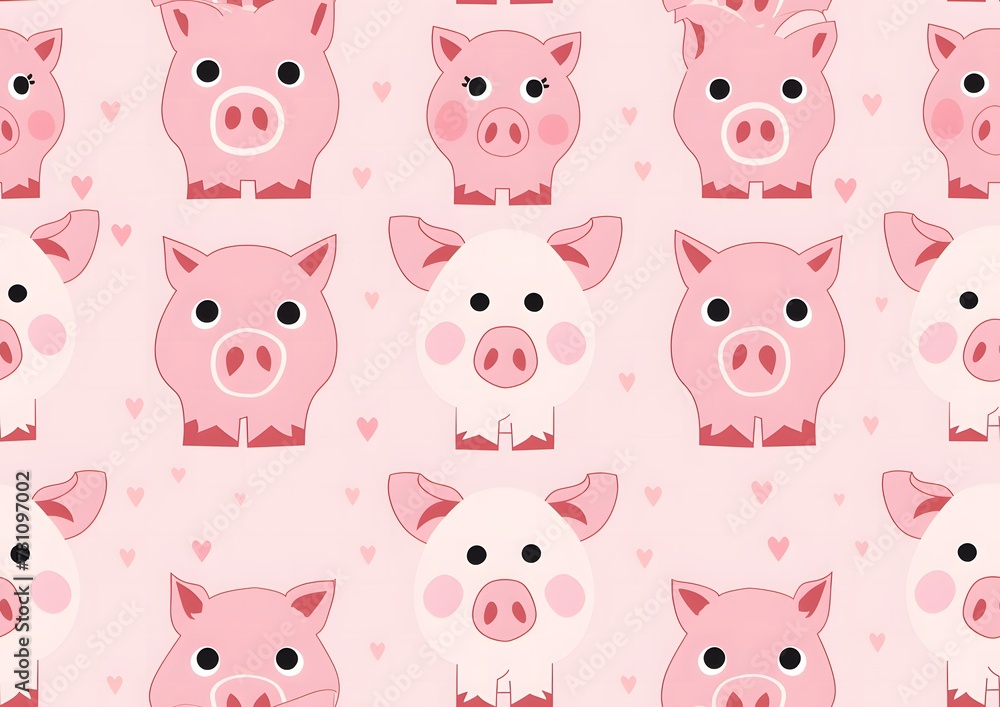 Cute pink piggy seamless pattern Cute pink piggy seamless pattern