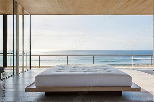 Modern bedroom overlooking ocean © ArtfuIInfusion