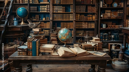 Antique Study Room with Glo...