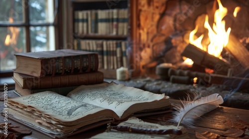 Cozy Fireplace Reading Nook...