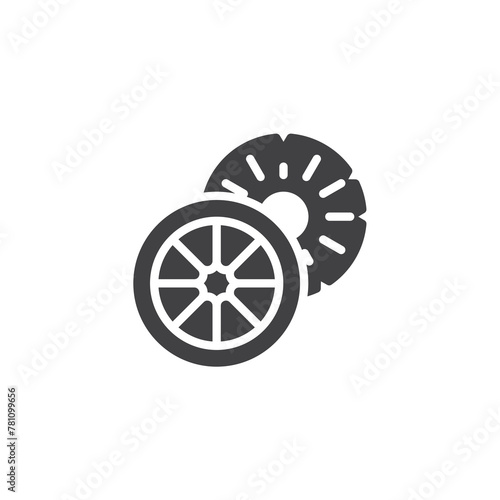 Orange and pineapple slices vector icon