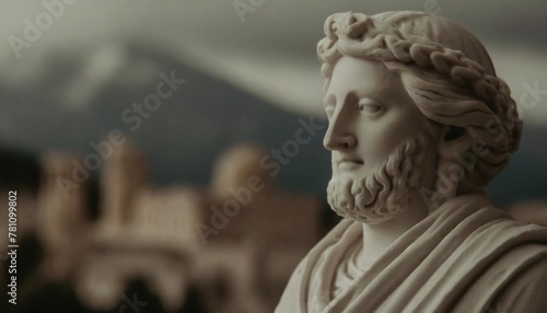 ancient greek philosopher statues philosophy blurred background