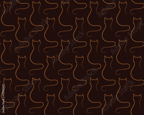 Seamless background with stylized ginger cat.   © designer_an