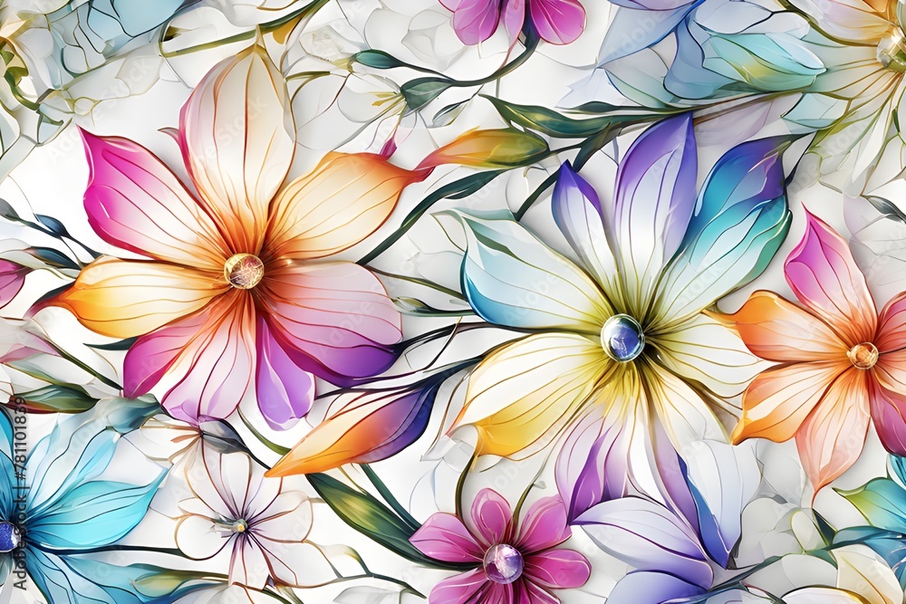 Abstract illustration with colorful flowers. Banner, template, postcard, background, poster, wallpaper Abstract illustration with colorful flowers. Banner, template, postcard, background, poster, wallpaper