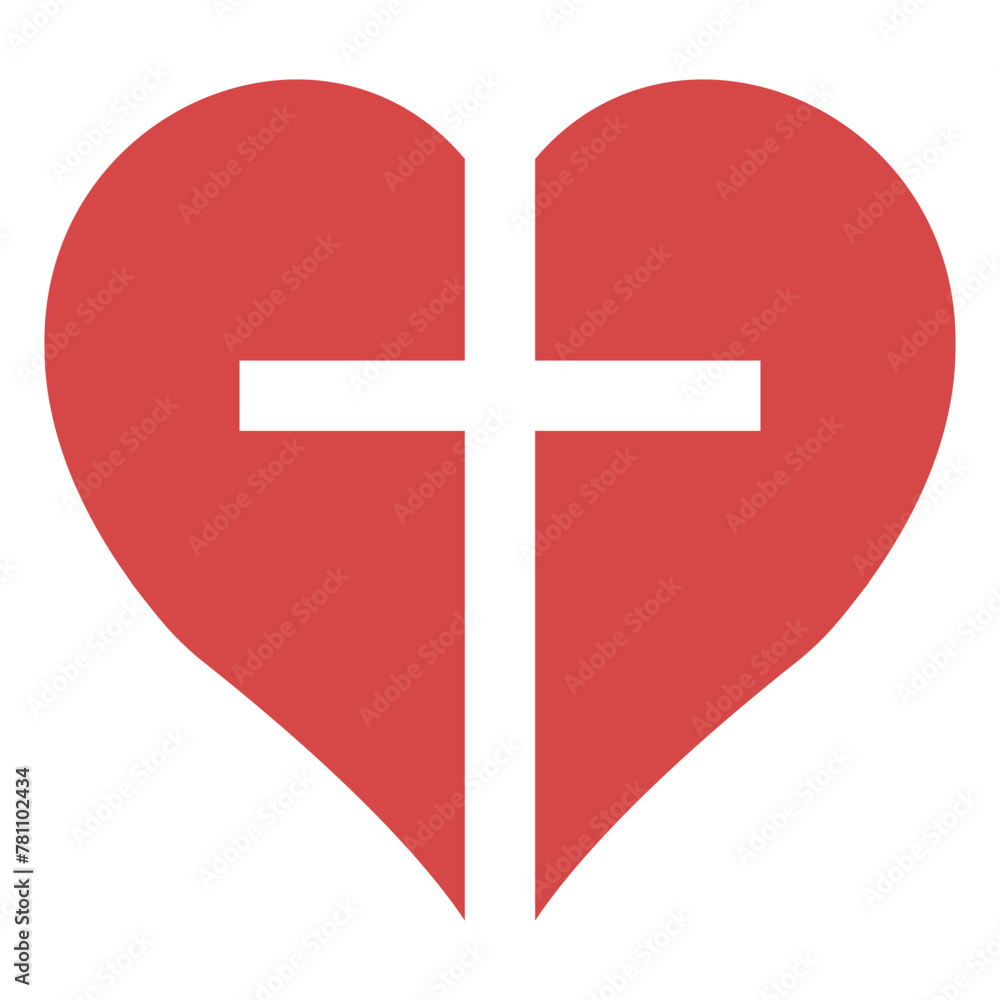 Two halves heart Catholic cross, cross symbol love God faith Two halves heart Catholic cross, cross symbol love God faith