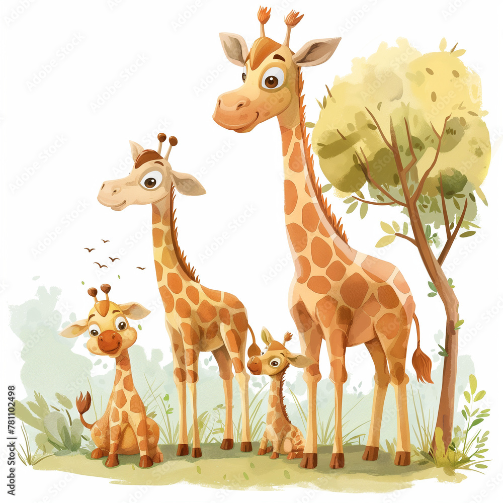 Fototapeta premium Cute giraffe family