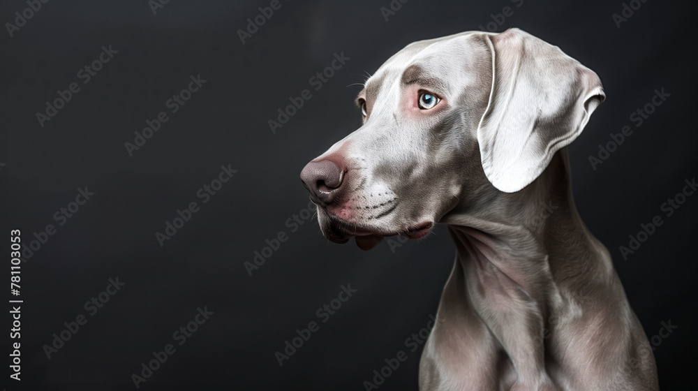 A Weimaraner in a noble pose, showcasing its sleek silver coat and intelligent expression