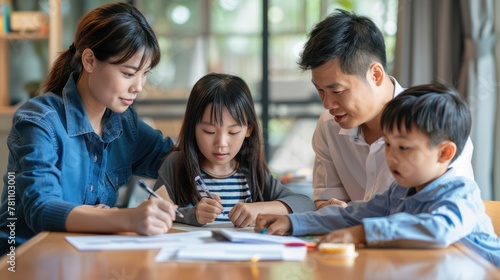 A family sitting together at a table, discussing their financial goals and priorities, emphasizing the importance of family financial planning. 