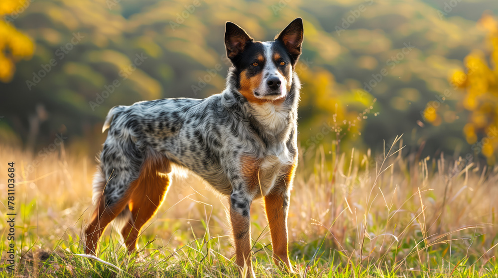 An Australian Cattle Dog with an alert posture An Australian Cattle Dog with an alert posture