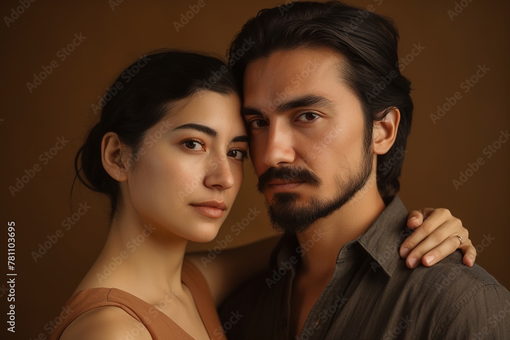 A man and a woman are standing close to each other A man and a woman are standing close to each other