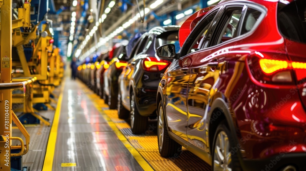 Automobile Assembly Line: Production of Modern Vehicles in Factory Setting