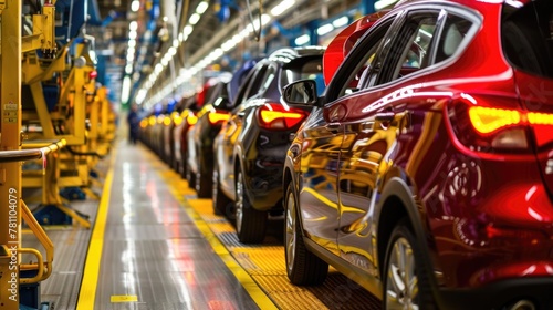 Automobile Assembly Line: Production of Modern Vehicles in Factory Setting
