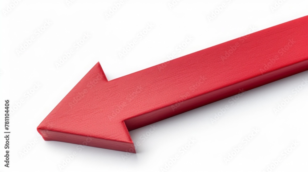 Big real red arrow for presentation or slideshow. pointing down for drop, decrease or shrink. Natural white background. Big real red arrow for presentation or slideshow. pointing down for drop, decrease or shrink. Natural white background.