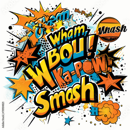 Comic Book Sound Effect, Wham!, vector style, spark