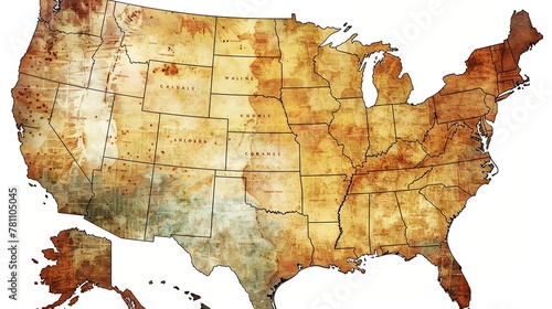 united states map with States. United States od America. 