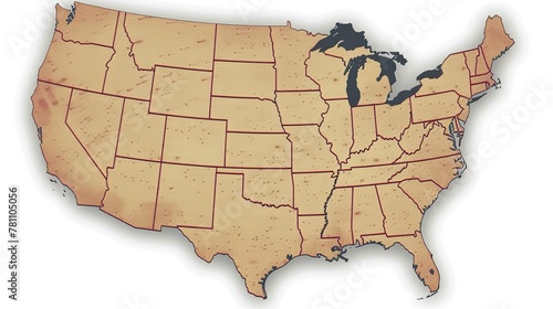united states map with States. United States od America. 