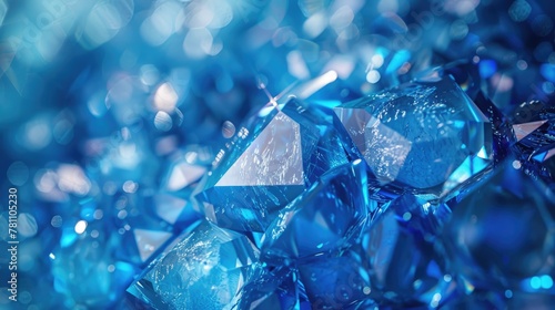 Close-up of sparkling blue gemstones.