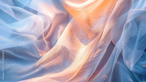 Abstract soft fabric waves in blue and pink colors. © Julia Jones