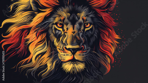 Artistic representation of a lion s face with a fierce expression ai generated