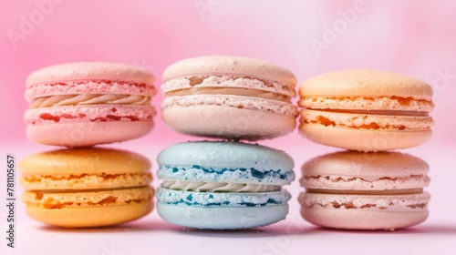 Close-up of assorted colorful macarons