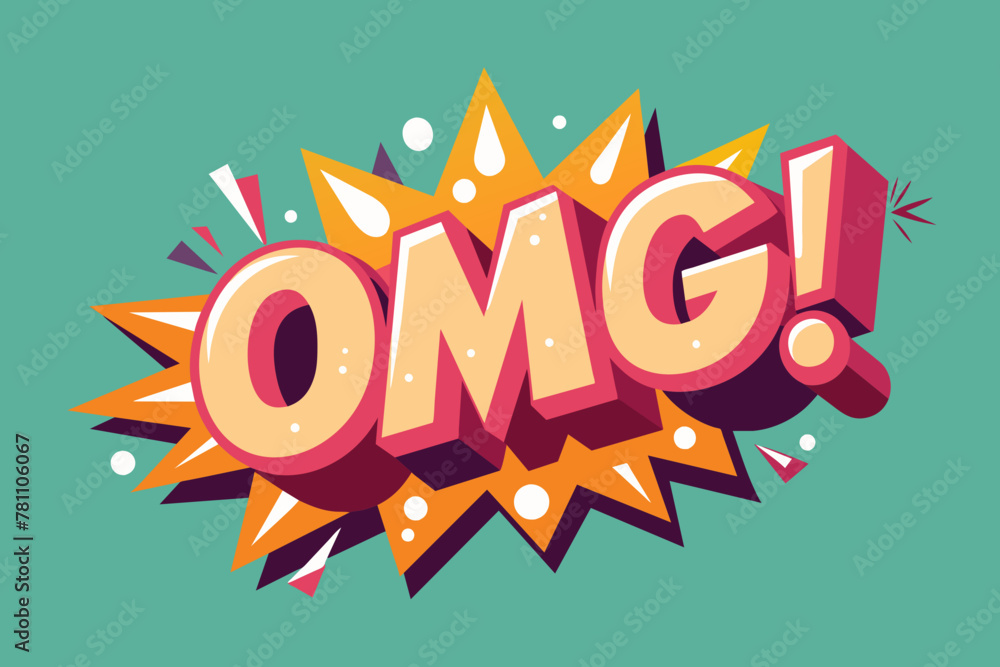 Vector illustration in a flat style OMG text on a colored background Vector illustration in a flat style OMG text on a colored background