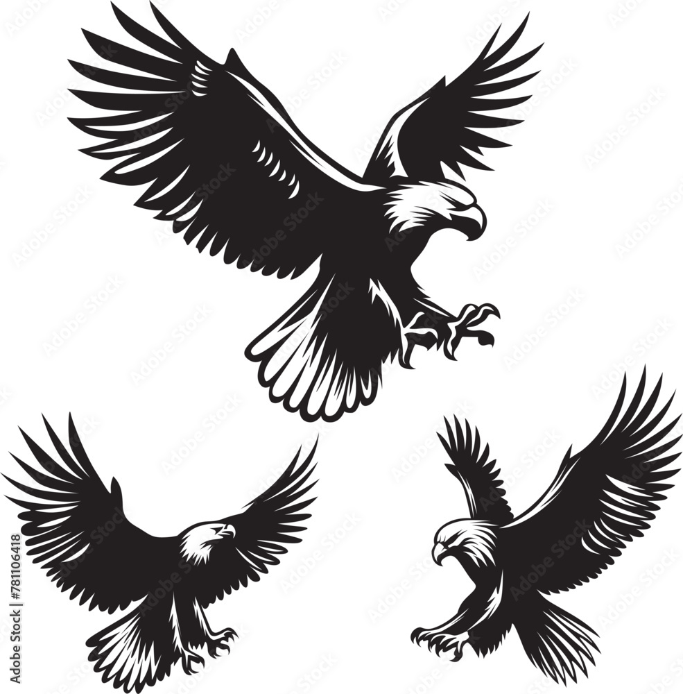 Fototapeta premium Eagle Silhouette Vector Bundle, Eagle illustration