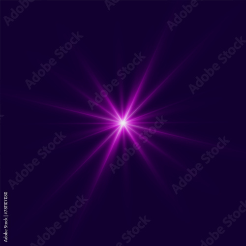 Transparent shine gradient glitter, purple bright flare. Glare texture. Glowing light effect stars bursts with sparkles. Glitter magic white star sparks on transparent background. Xmas lights. Vector
