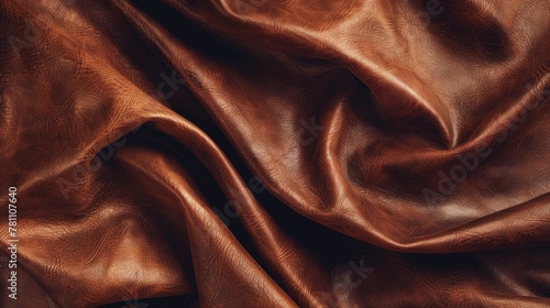 Upholstery Material Close-Up Photo. Natural Brown Leather Background Texture for Retro Design and Clothing Fabric Ideas photo