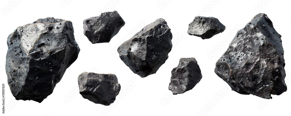 Group of floating asteroids, cut out Group of floating asteroids, cut out