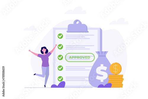 Approved credit bill, Payment approved concept. Flat Vector illustration.