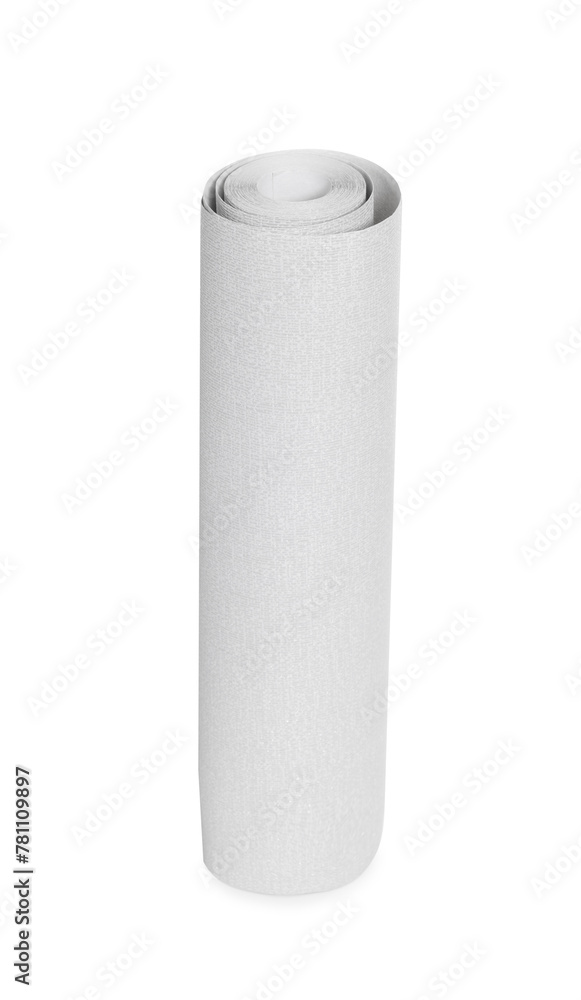 One grey wallpaper roll isolated on white
