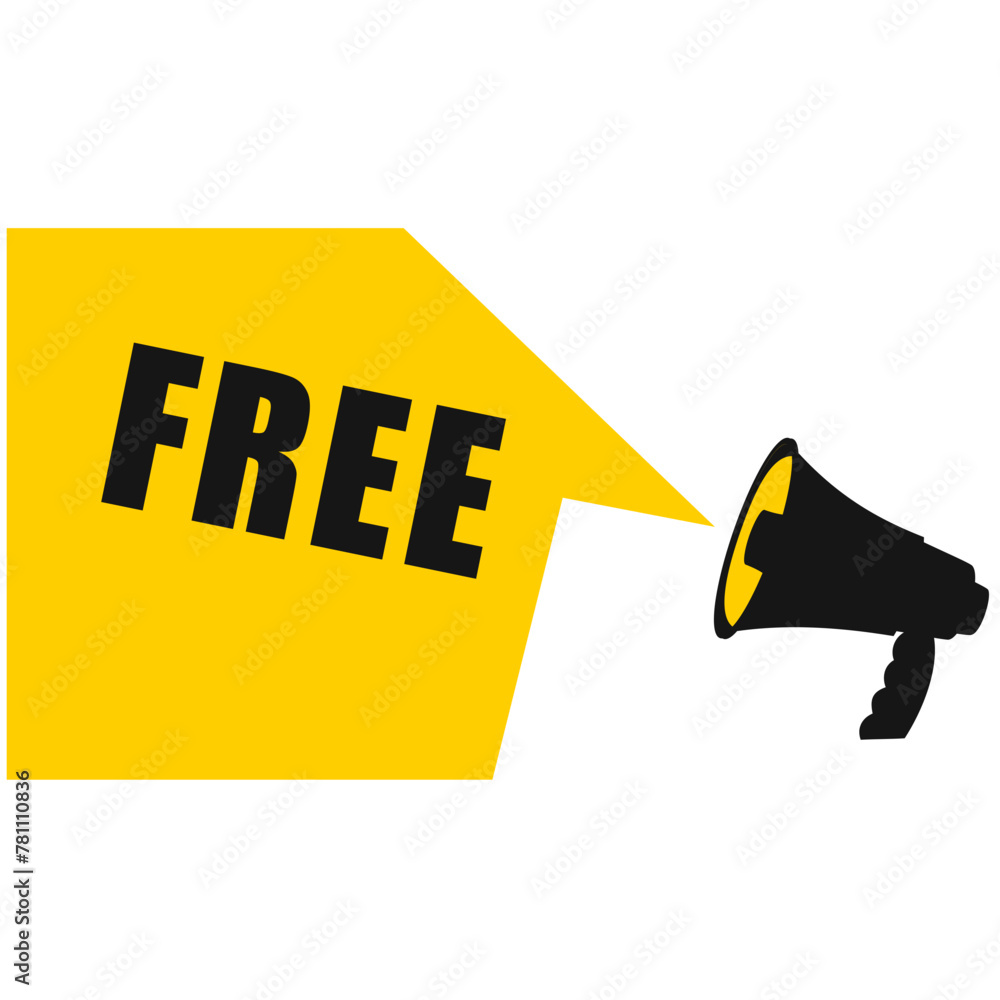Loudspeaker with speech bubble. Free sign Loudspeaker with speech bubble. Free sign