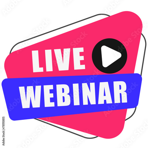 Live Webinar Button label, online Webinar