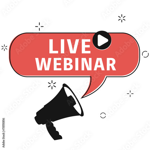 Live Webinar Button label, online Webinar