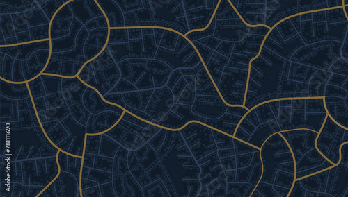 City urban roads and streets abstract map downtown district map. Concept of planning and mapping a travel route using. Flat vector illustration