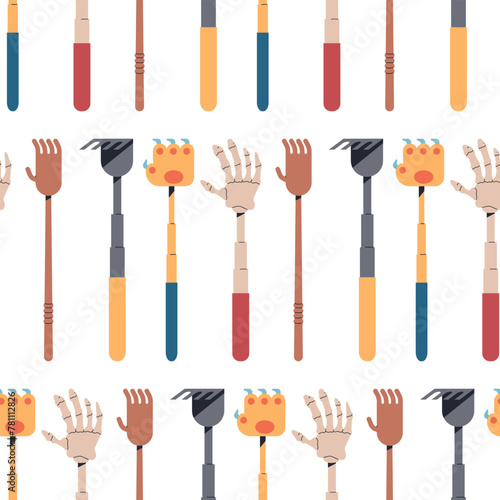 Back scratchers vector cartoon seamless pattern.