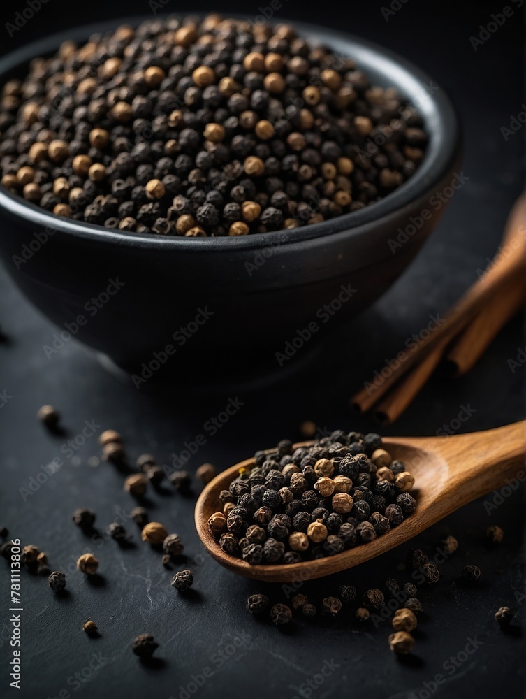 Black pepper on a black background. Black pepper on a black background.