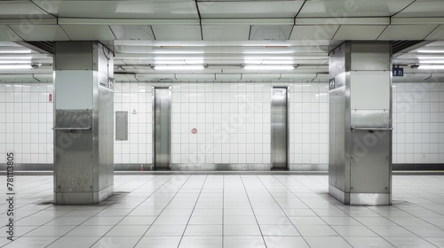 Subway serenity: Vacant station, open doors, pristine white.