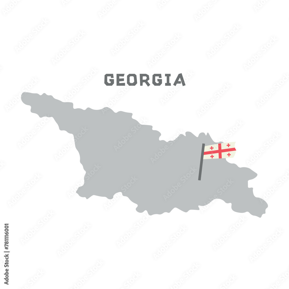 Obraz premium Georgia vector map illustration, country map silhouette with the flag inside. Map of the Georgia with the national flag isolated on white background. Every country in the world is here