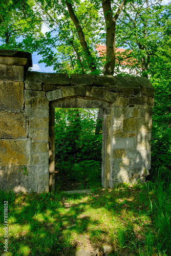 Fototapeta Naklejka Na Ścianę i Meble -  Verfallenes Mauerwerk mit Türöffnung