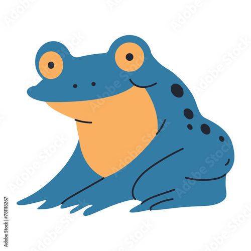Exotic cute blue frog vector cartoon illustration isolated on a white background.